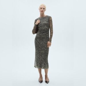 Mango animal print mesh dress NWT